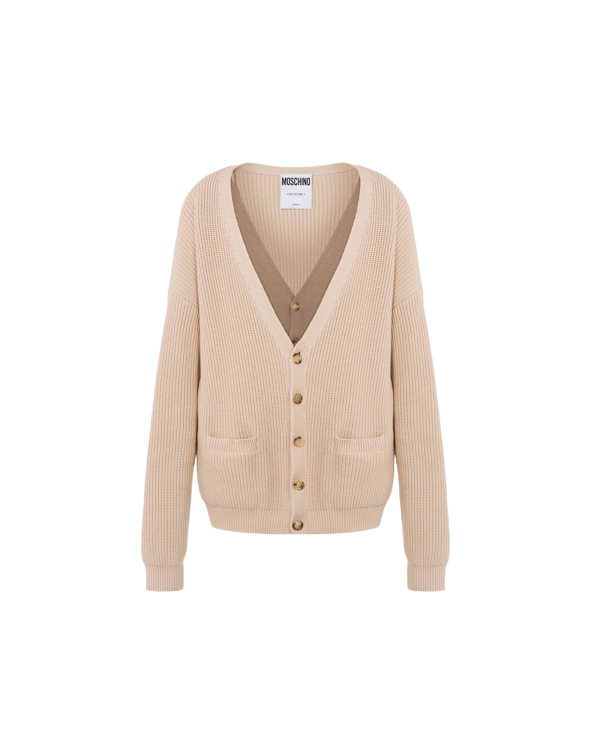 Cardigan à coudes en coton - Beige