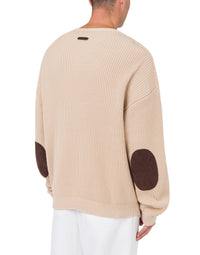 Cardigan à coudes en coton - Beige