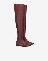 Botte Cuissarde en Cuir Bordeaux - Red