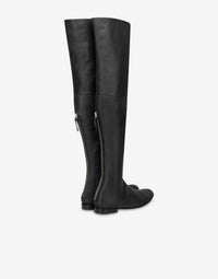 Botte Cuissarde en Cuir Bordeaux - Black
