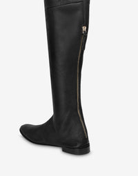 Botte Cuissarde en Cuir Bordeaux - Black