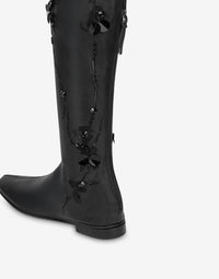 Botte Cuissarde en Cuir Ornée - Black