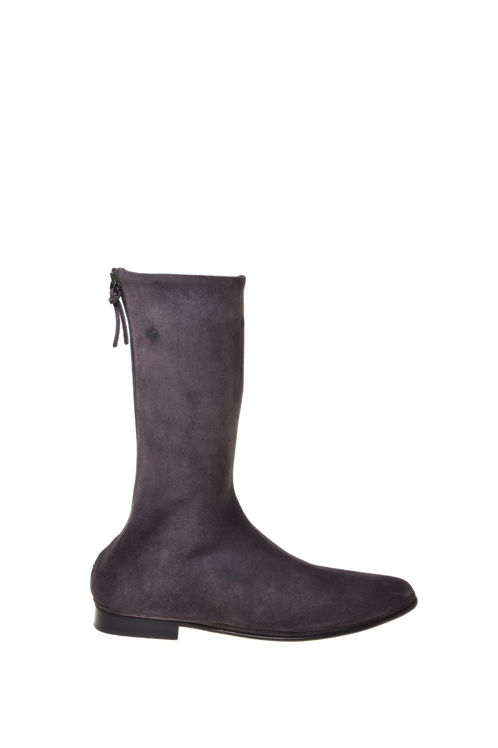 Botte Mi-Mollet en Cuir Minimaliste - Grey