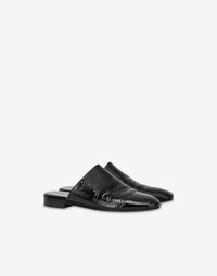 Mule Plate en Cuir Verni - Black