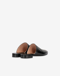 Mule Plate en Cuir Verni - Black