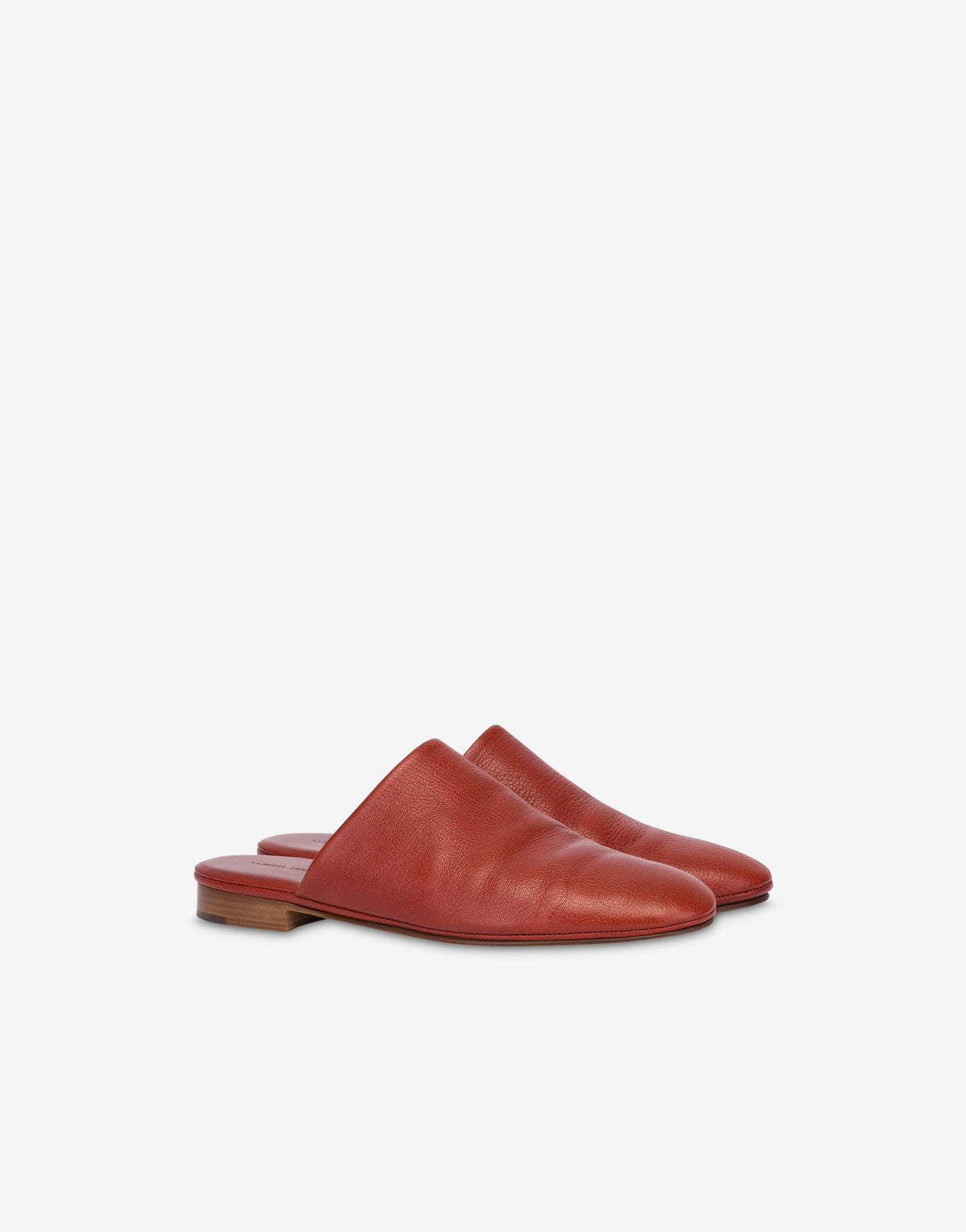 Mule Plate en Cuir - Red