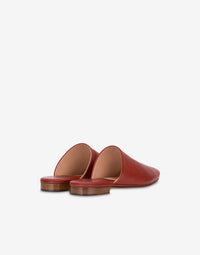 Mule Plate en Cuir - Red