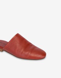 Mule Plate en Cuir - Red