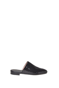 Mule en Cuir Ornée de Sequins - Black