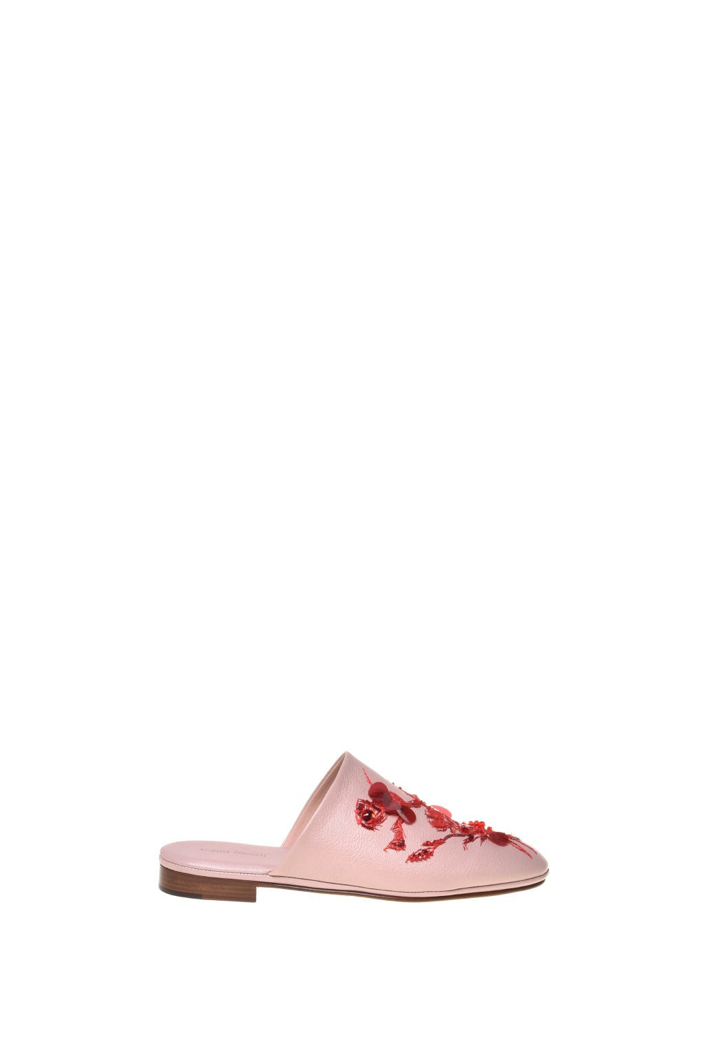 Mule en Cuir Brodée - Pink