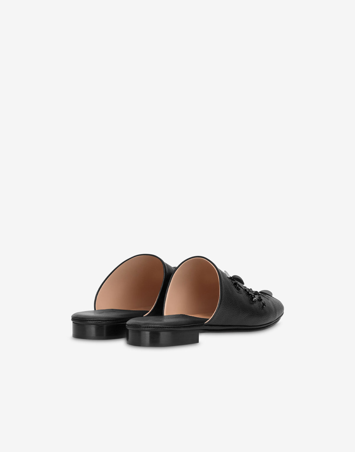 Mule en Cuir Brodée - Black