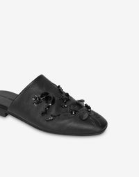 Mule en Cuir Brodée - Black