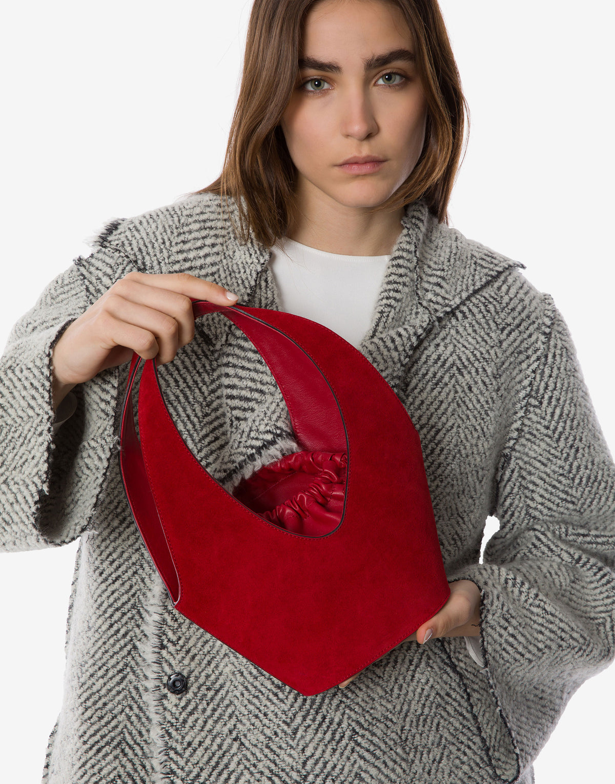 Sac Hobo Architecturé en Cuir - Red