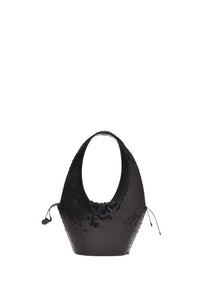 Sac Hobo Architecturé Orné de Sequins - Black