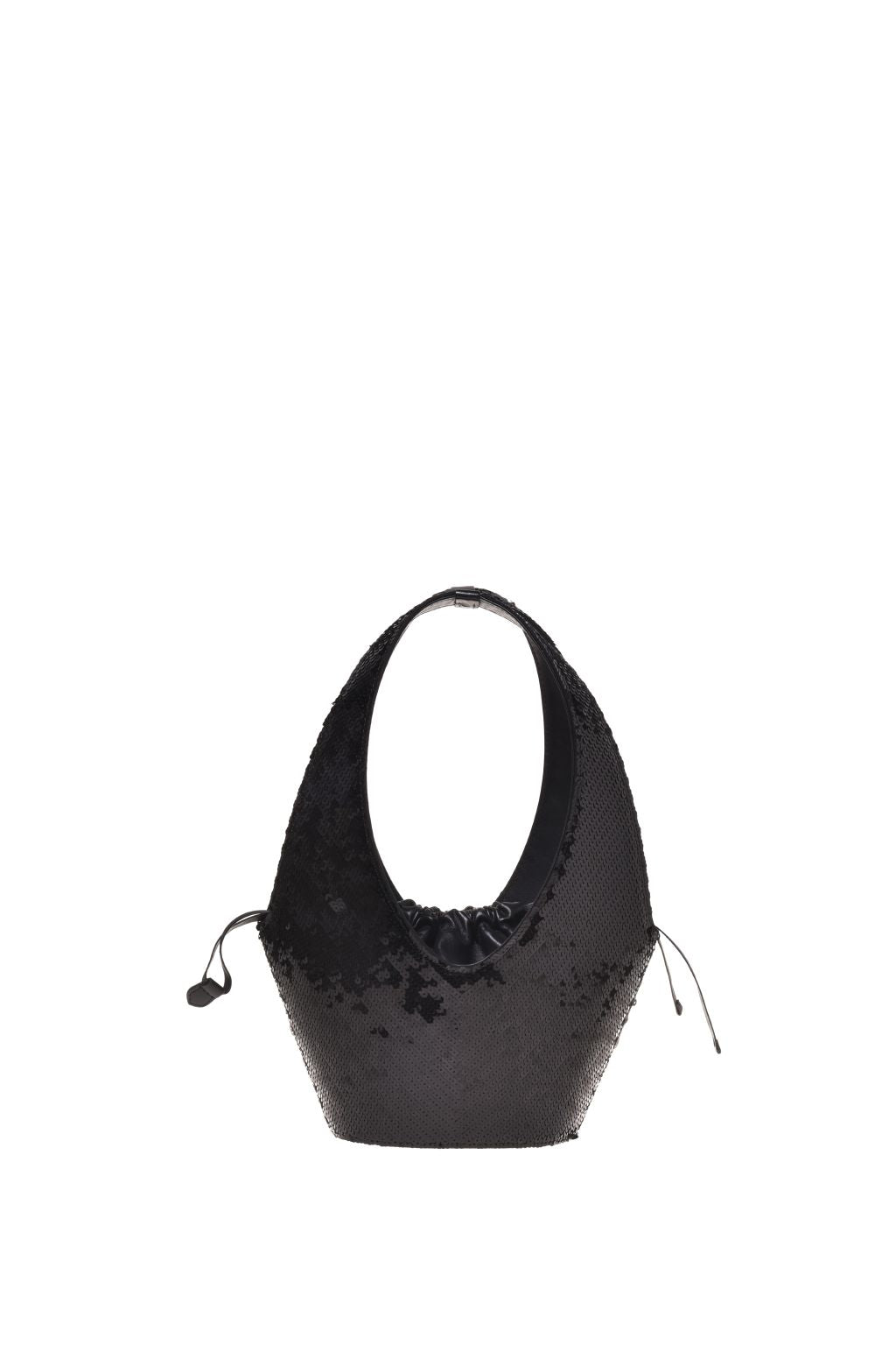 Sac Hobo Architecturé Orné de Sequins - Black