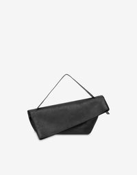 Sac Porté Épaule à Rabat en Daim - Black