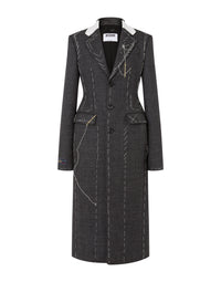 Embroidered wool coat - Grey