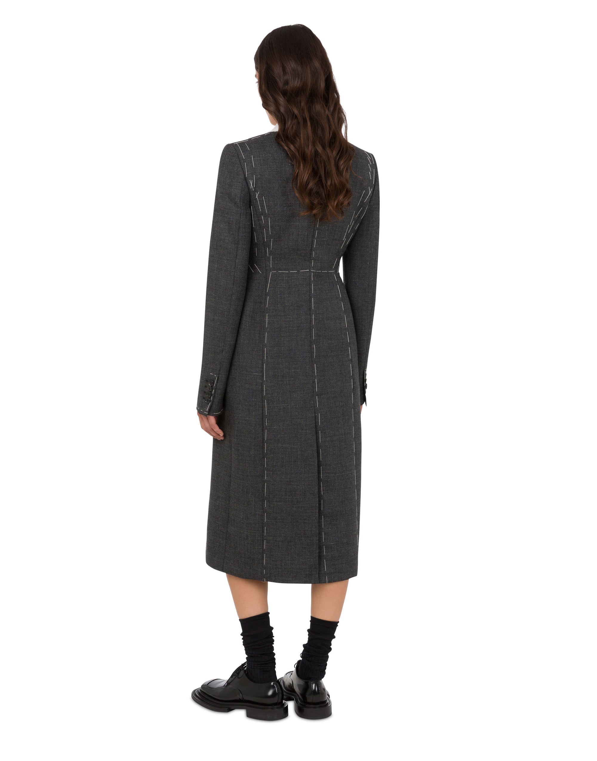 Embroidered wool coat - Grey
