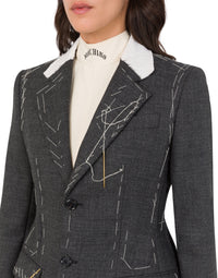 Embroidered wool coat - Grey