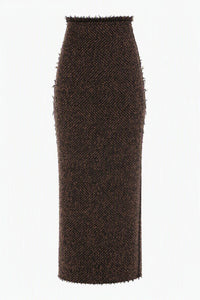 Jupe Longue Maille Motif Chevron - Brown