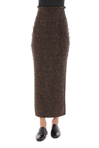 Jupe Longue Maille Motif Chevron - Brown