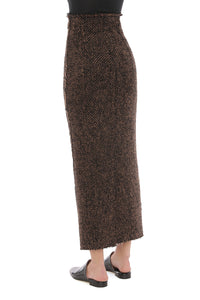 Jupe Longue Maille Motif Chevron - Brown