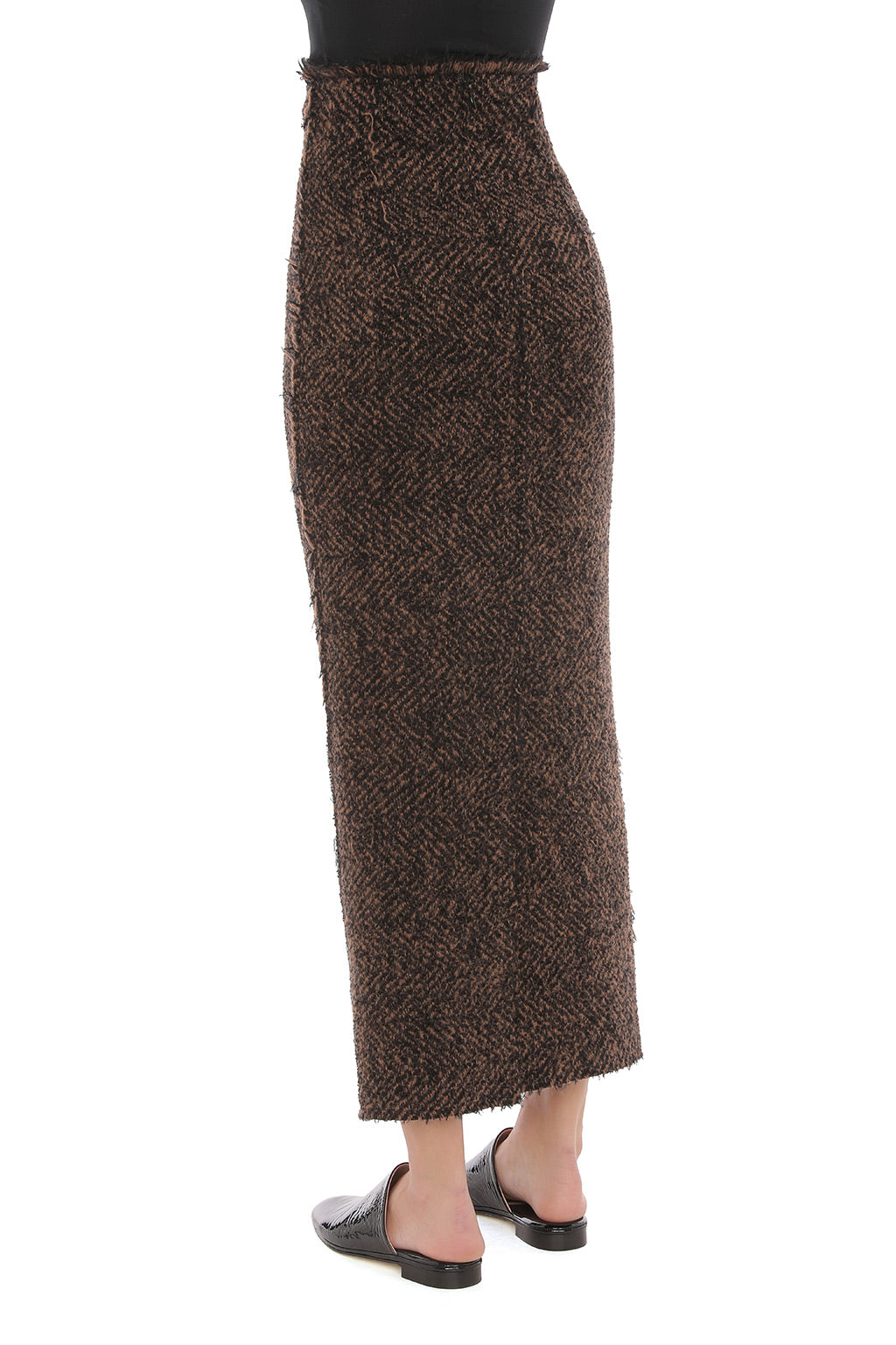 Jupe Longue Maille Motif Chevron - Brown