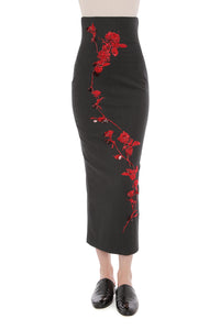 Jupe Midi Crayon Ornée - Grey