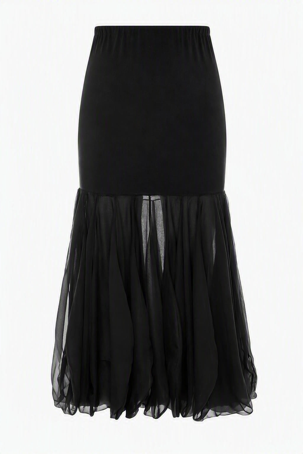 Jupe Midi à Ourlet Transparent - Black