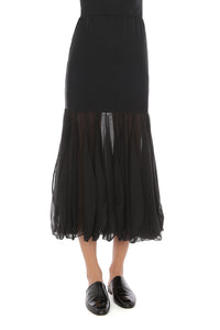 Jupe Midi à Ourlet Transparent - Black
