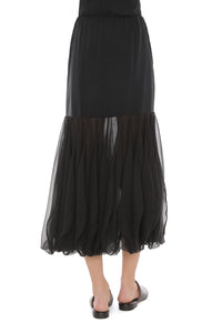 Jupe Midi à Ourlet Transparent - Black