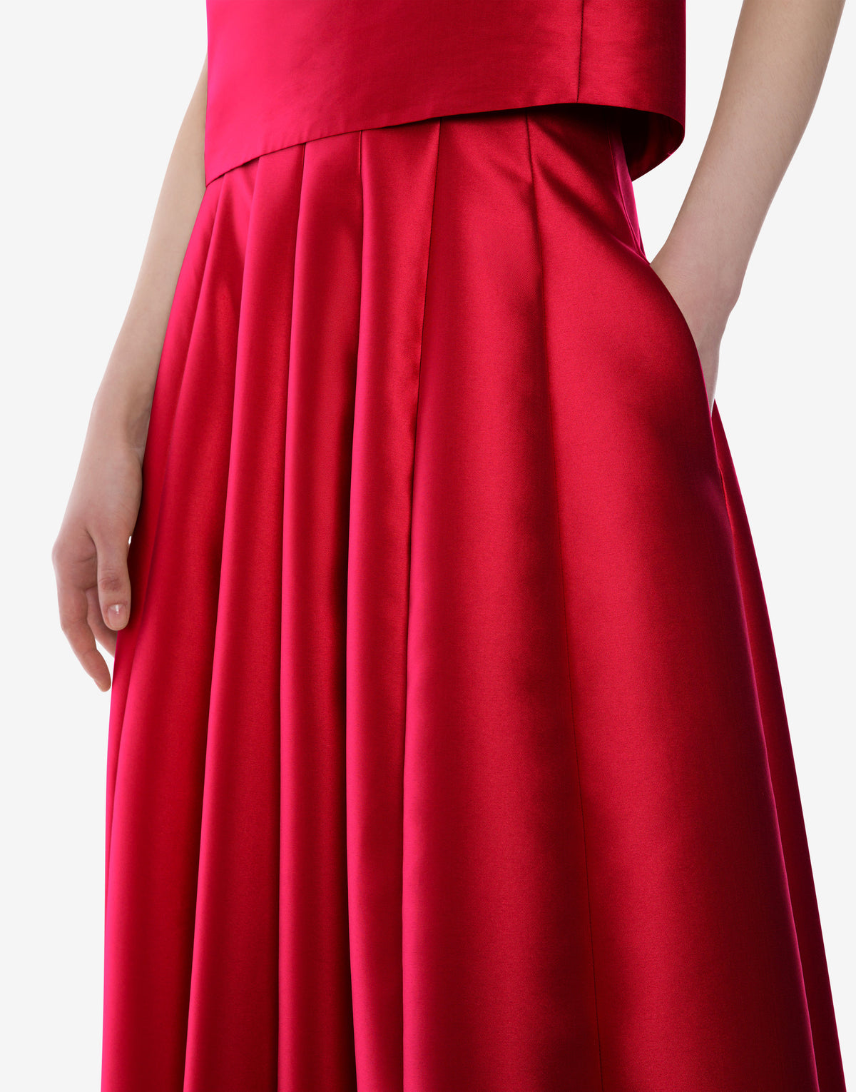 Jupe maxi taille haute en mikado - Red