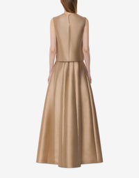 Jupe maxi taille haute en mikado - Beige