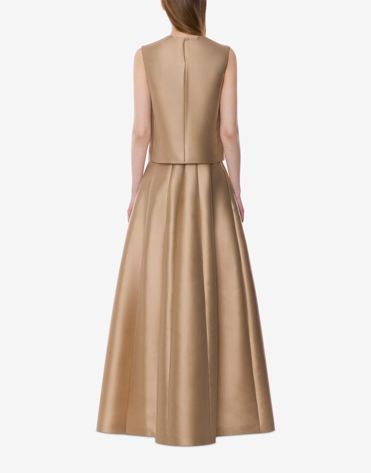 Jupe maxi taille haute en mikado - Beige