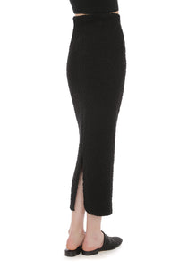 Jupe longue en laine bouclée - Black