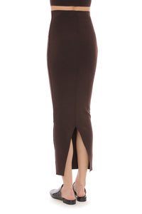 Jupe Midi en Maille Ornée - Brown