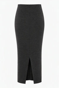 Jupe Midi en Maille Ornée - Black