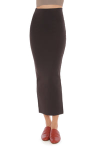 Jupe Midi Minimaliste en Maille - Brown