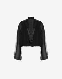 Blouse Cache-Cœur Transparente - Black