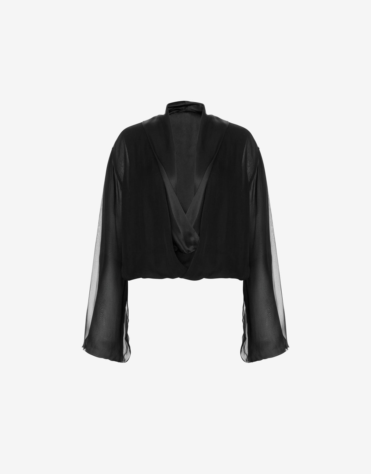 Blouse Cache-Cœur Transparente - Black