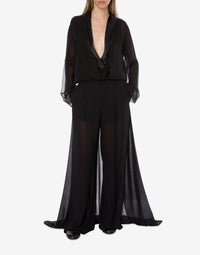 Blouse Cache-Cœur Transparente - Black