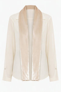 Blouse Transparente à Col Châle Satiné - Ivory