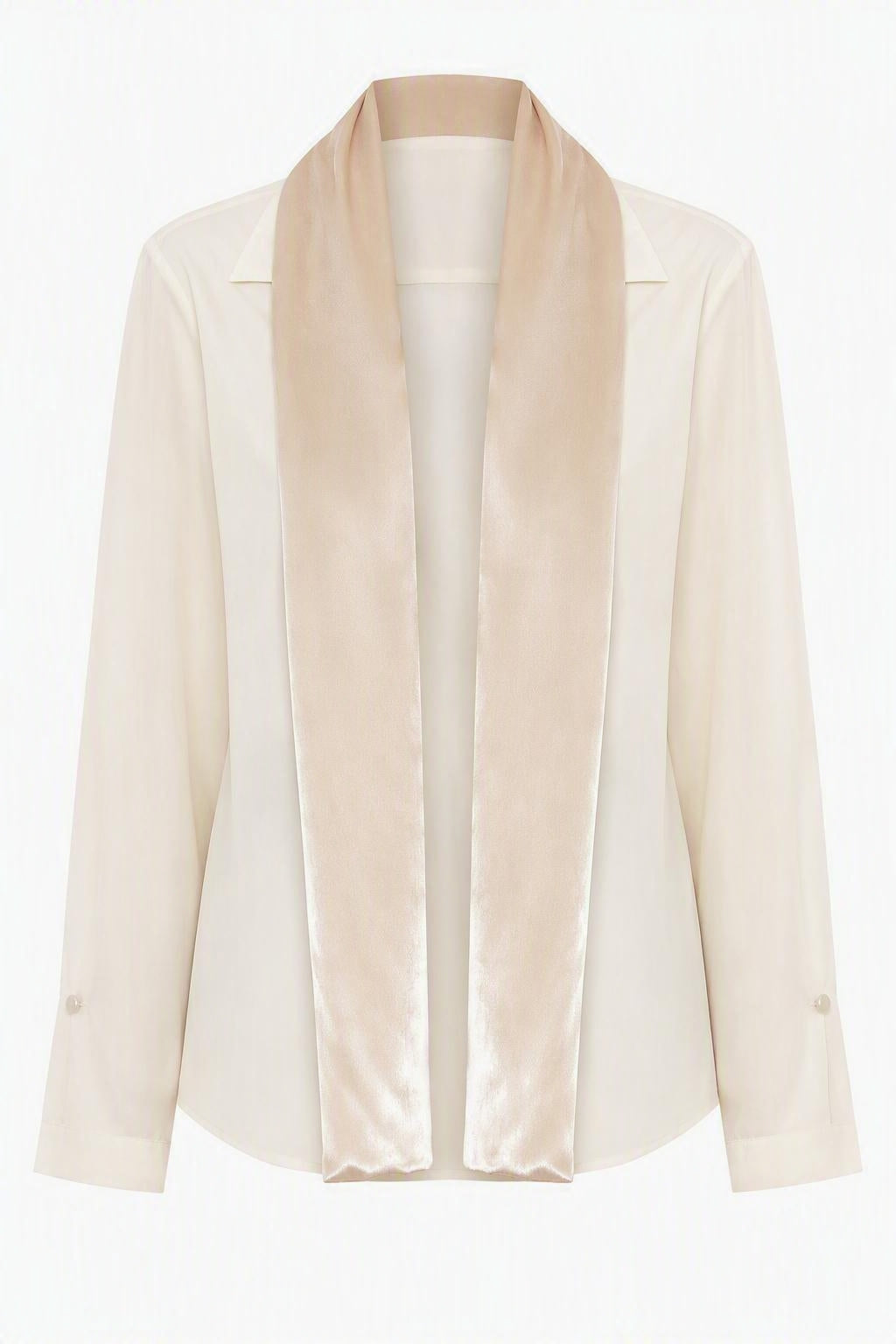 Blouse Transparente à Col Châle Satiné - Ivory