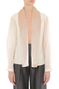 Blouse Transparente à Col Châle Satiné - Ivory