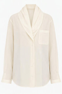 Chemise Oversize Transparente à Col Châle - Ivory