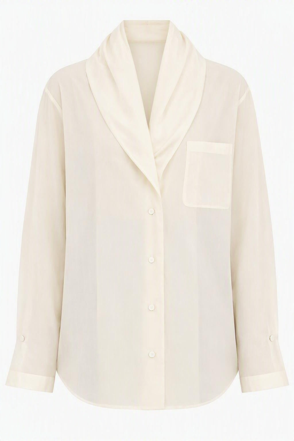 Chemise Oversize Transparente à Col Châle - Ivory