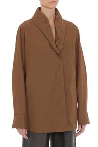 Chemise Oversize Transparente à Col Châle - Brown