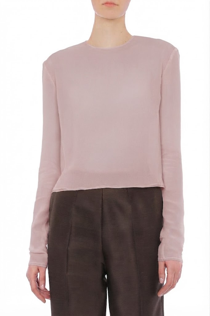 Top Minimaliste Transparent à Manches Longues - Grey