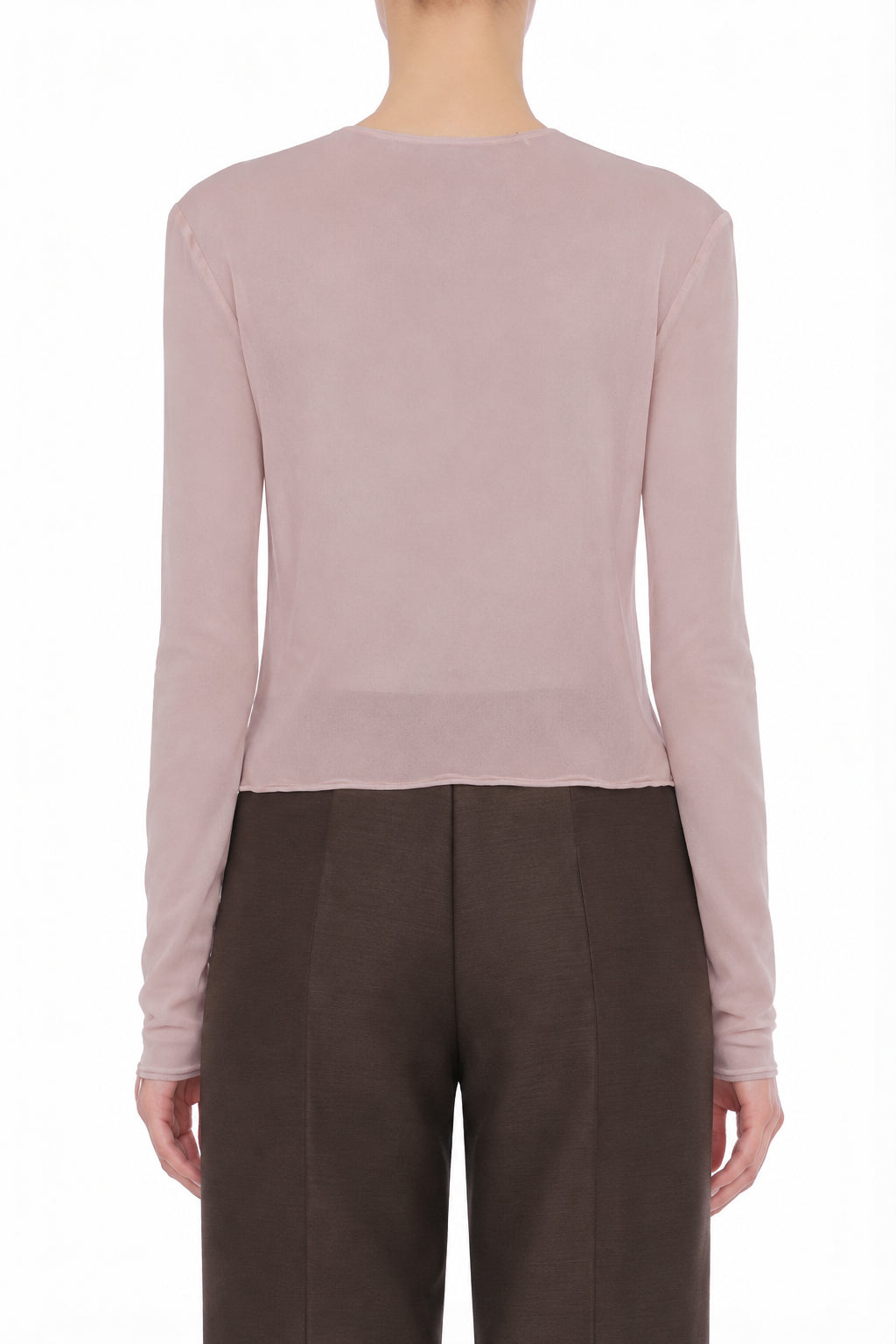 Top Minimaliste Transparent à Manches Longues - Grey
