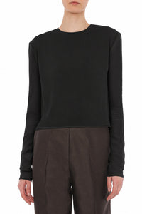 Top Minimaliste Transparent à Manches Longues - Black
